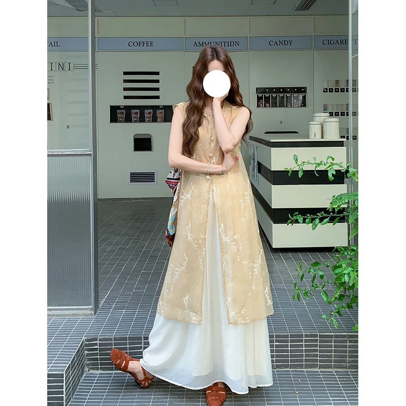 新中式国风罩衫半身裙套装女2025夏季新款大码女装高级感两件套