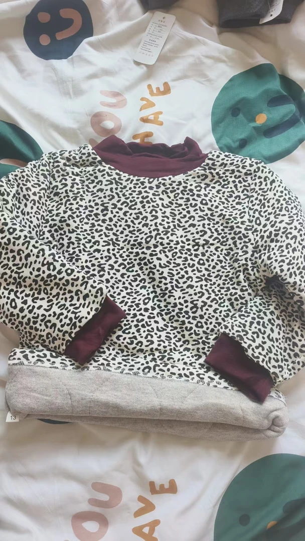 冬季加厚保暖打底衣一件过冬豹纹加绒里穿