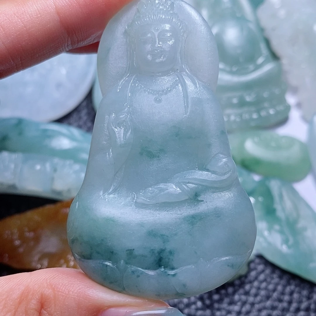 定制翡翠未镶嵌毛货付款后确认抛光