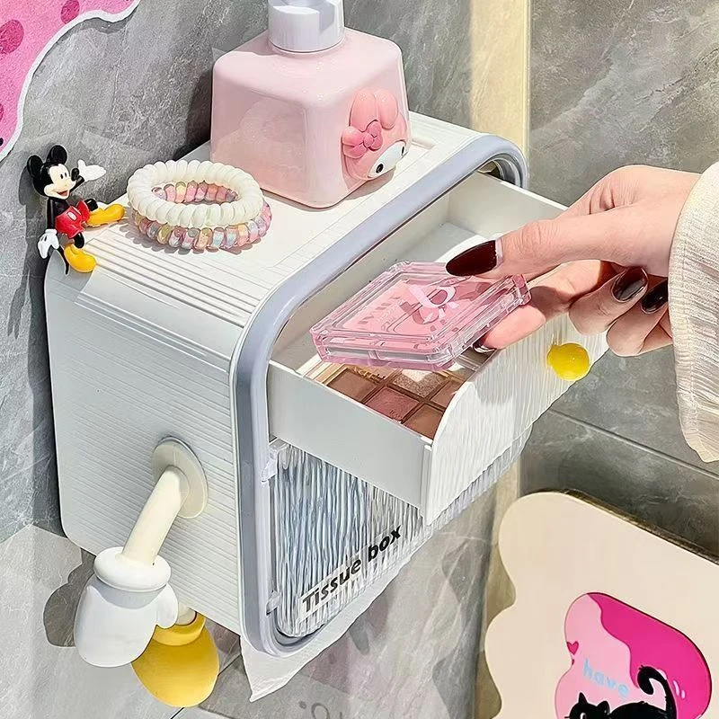 卫生间纸巾盒壁挂式卷纸抽纸盒浴室免打孔加厚防水创意纸巾收纳盒