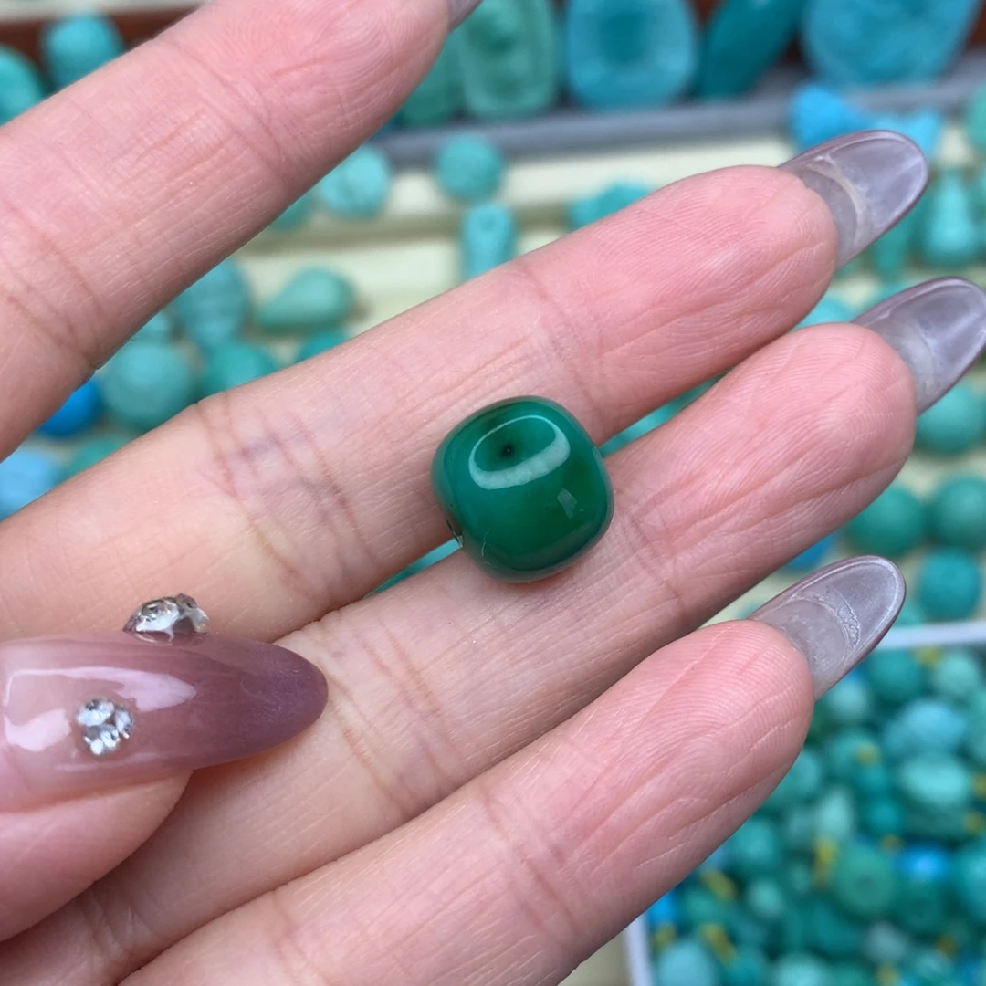 老***帅高瓷深绿色老型珠尺寸12