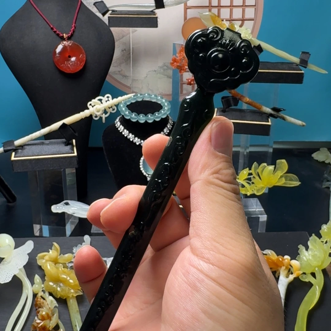 蛇纹石玉未镶嵌发饰