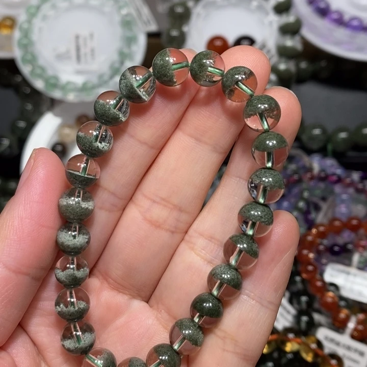 未镶嵌手链水晶绿幽灵聚宝盆手链