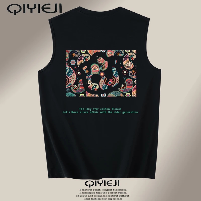 潮牌重磅夏季无袖T恤套头坎肩背心男纯棉背心ins宽松健身外穿坎肩