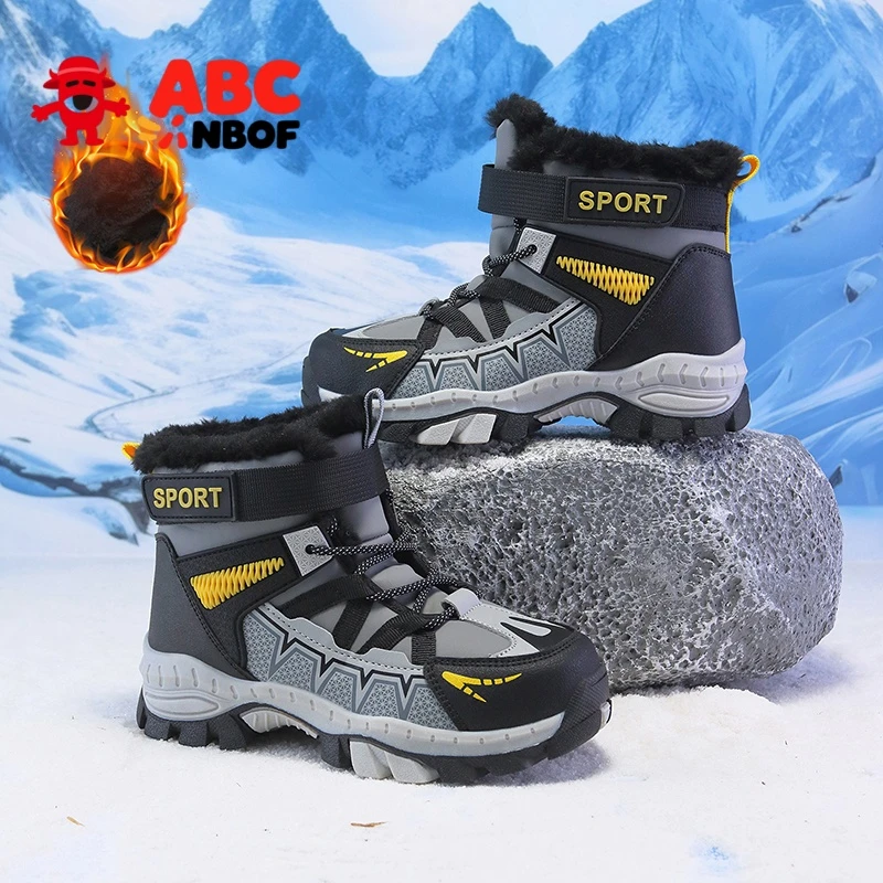 ABC NBOF男童鞋子雪地靴冬季棉鞋加绒加厚冬鞋大棉男孩儿童运动鞋