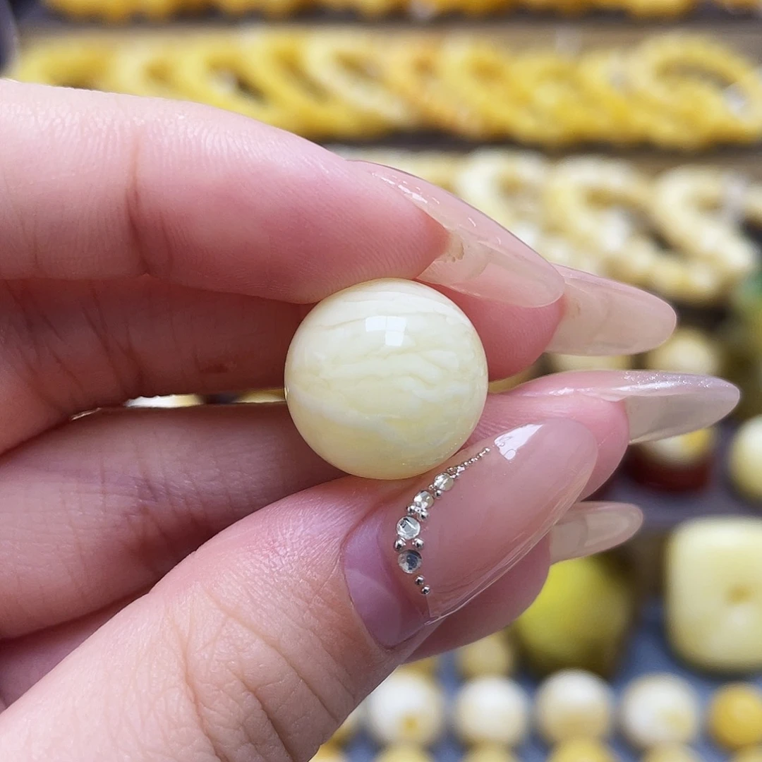 未镶嵌琥珀裸石炜**好15.9mm圆珠微瑕