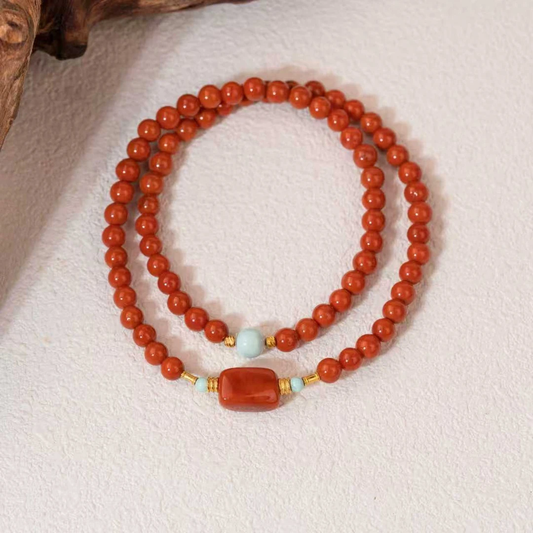 天然南红双圈手串5mm-NH32（多样性发其一）