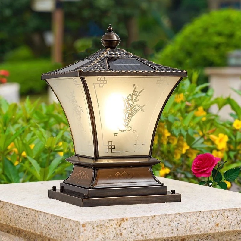 中式柱子灯全铜柱头灯户外庭院灯别墅大门灯门柱灯围墙室外防水