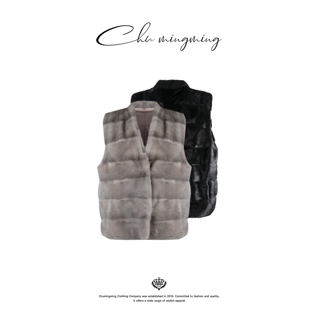 【CHU/2025SSNEW】《兰暮》进口V领母貂马甲FG2501