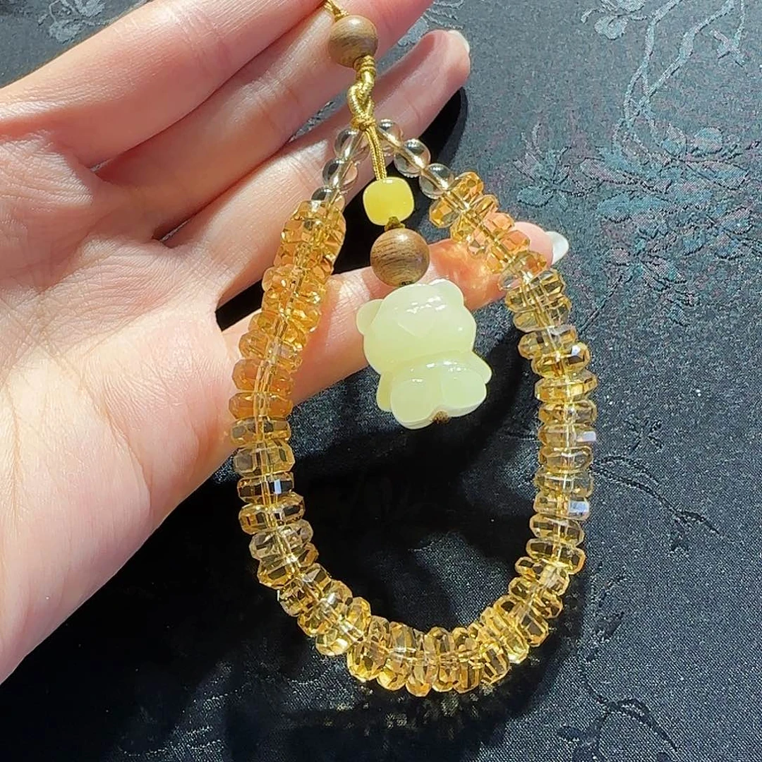 黄晶手机链未镶嵌水晶手机链