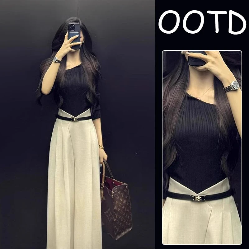 春夏穿搭一整套干练气质盐系炸街高级感小洋装独特漂亮衬衫套装裤