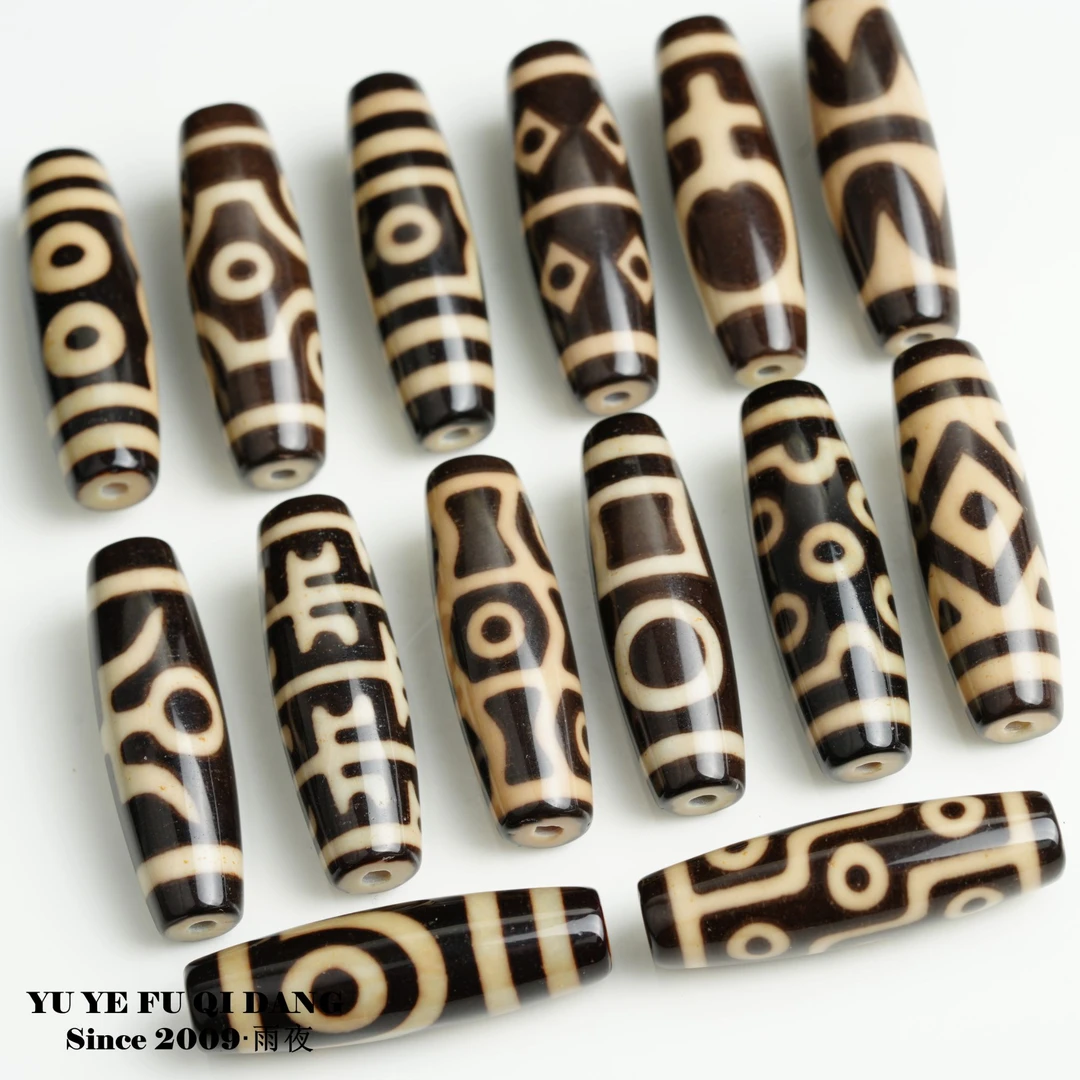 高瓷黑金天珠！硬挑同行回血巴西白芯台工渗透玛瑙天珠串锁骨绳