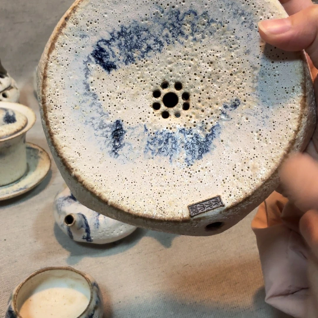 粉引六方壶承单只