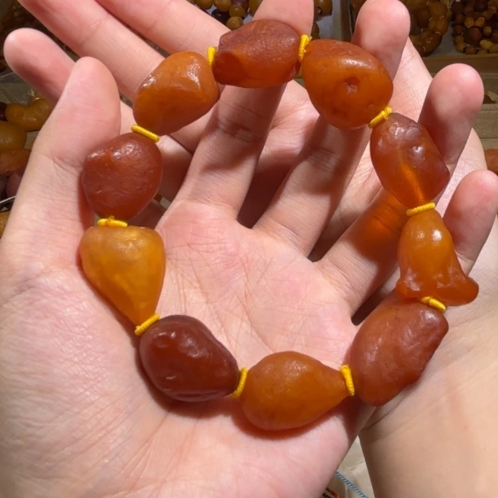 琥珀未镶嵌手链蜜蜡海漂手持