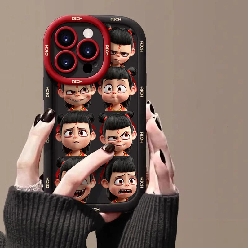 哪吒表情包适用苹果16promax手机壳iphone15/14硅胶13泡芙壳12/11