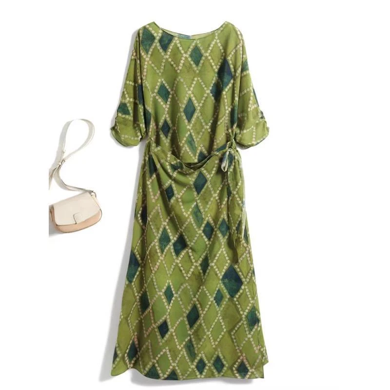 DV 5069碎花系带连衣裙女夏收腰显瘦设计感连衣裙