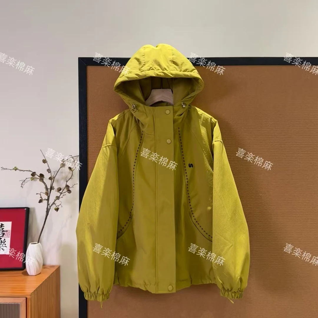 喜樂  2025明线刺绣加绒加厚派克服冲锋衣外套冬季新款女百搭休闲