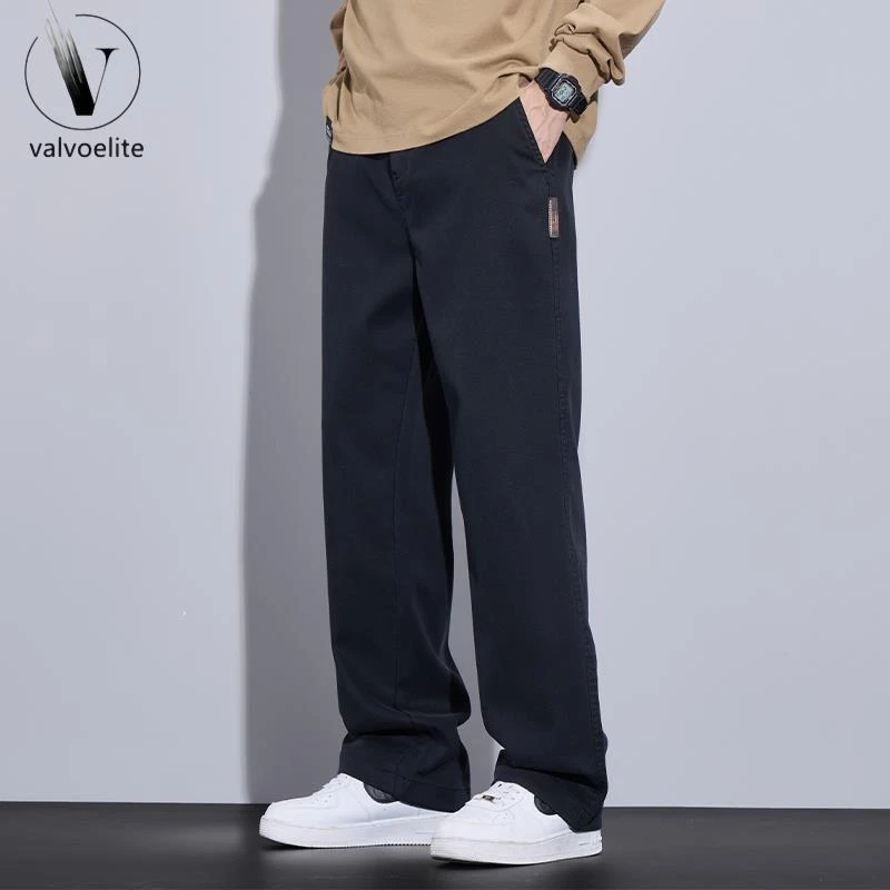 VALVOELITE裤子男宽松直筒休闲裤秋季新款潮流百搭莱赛尔垂感阔腿