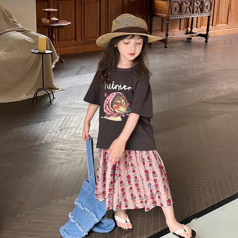 【夏季薄款】趣味修狗T恤女童韩版半袖宽松可爱短袖25E012