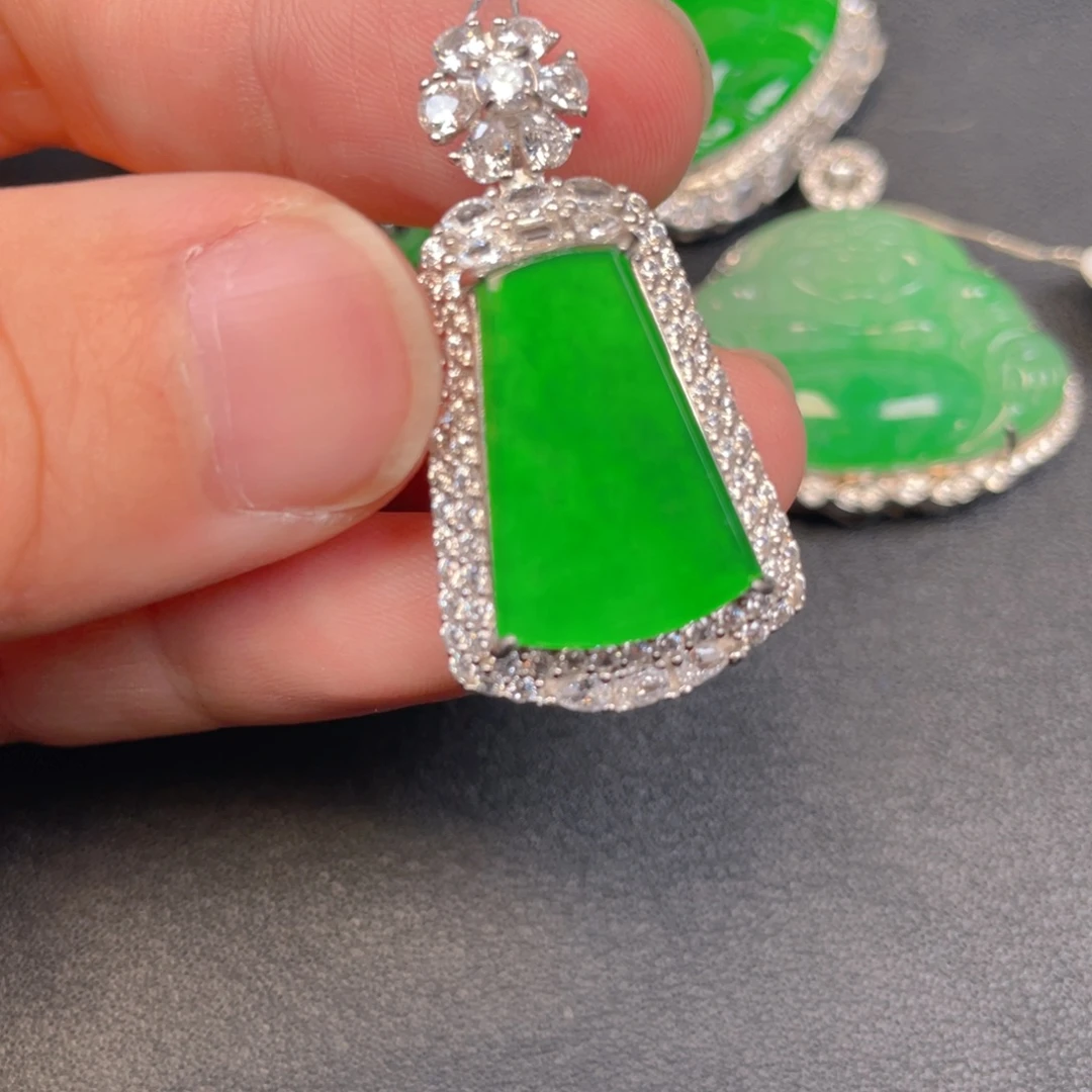 翡翠银S925镶嵌吊坠(不含链)