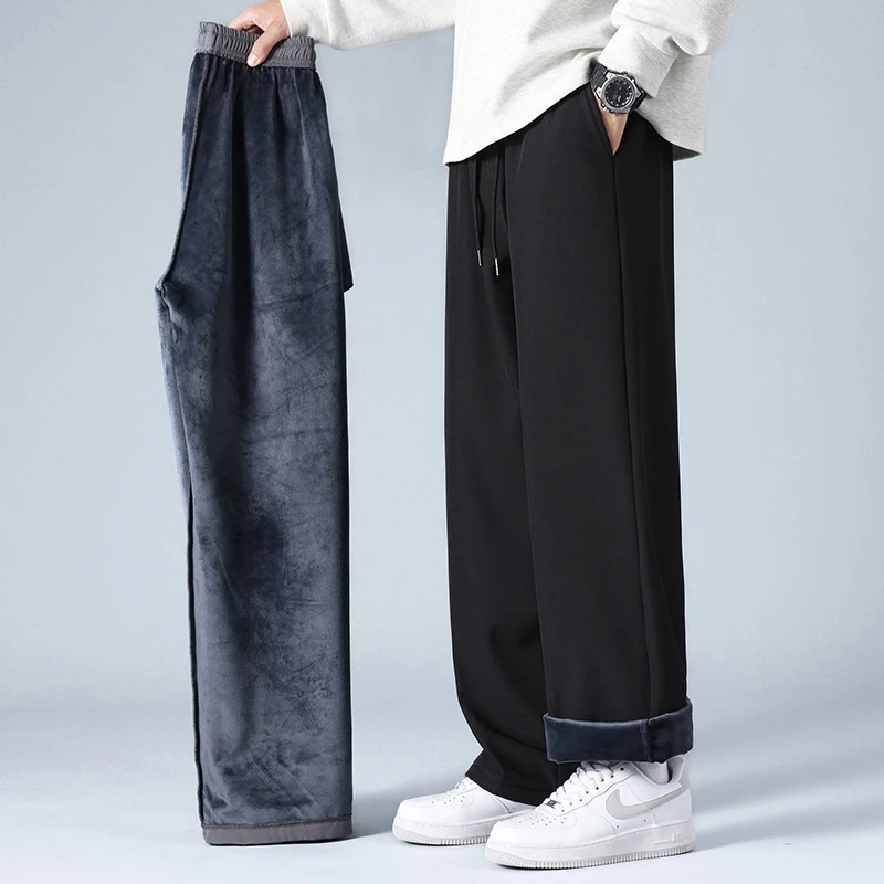 加绒超厚裤子男士秋冬季保暖棉裤直筒卫裤宽松男款运动休闲长裤