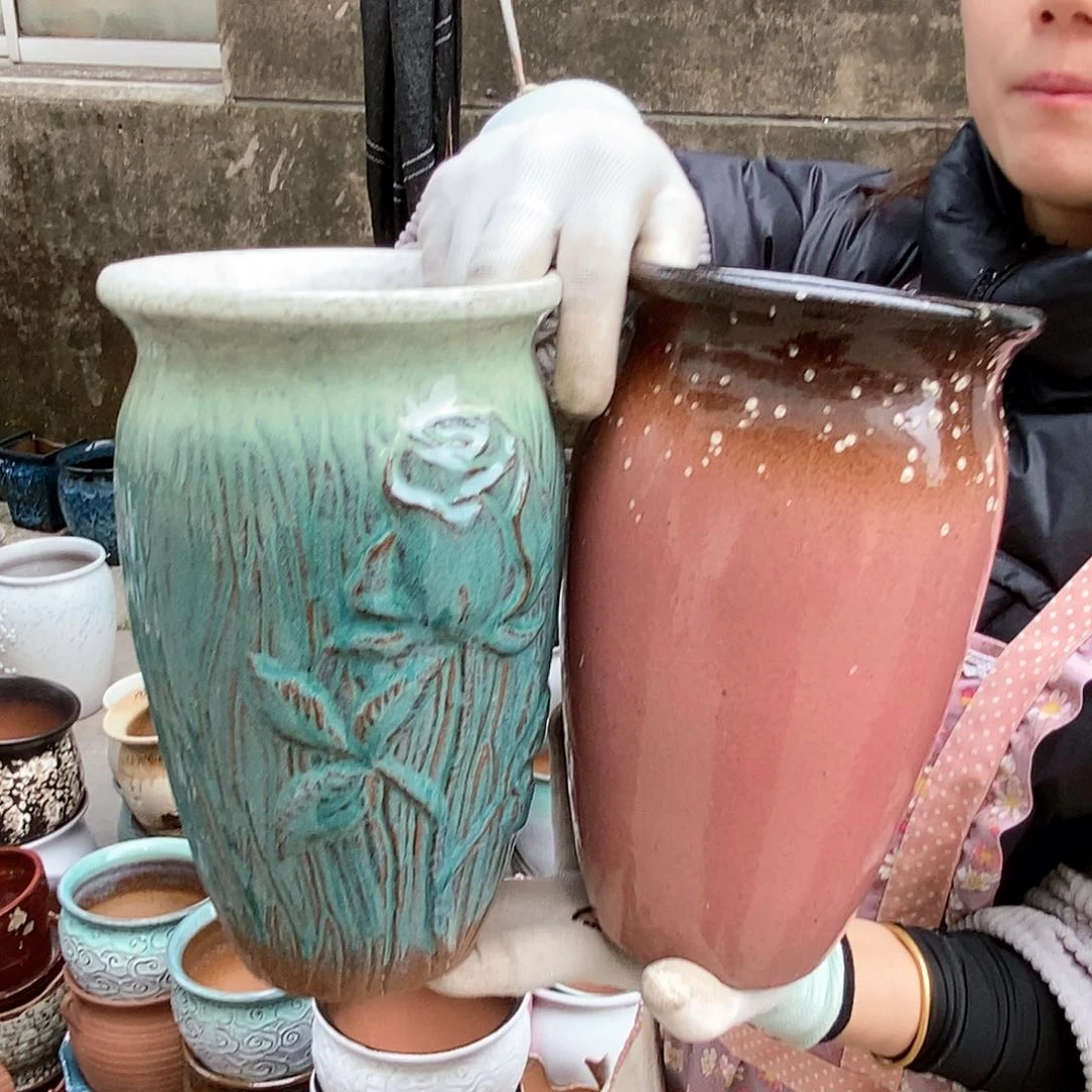 紫砂花盆瑕疵口15高25