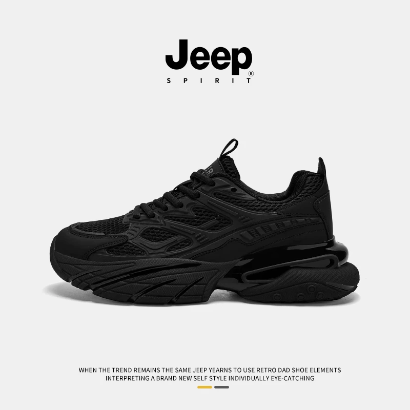 JEEPSPIRIT吉普男鞋2025夏季新款休闲老爹鞋子男款网面透气运动鞋
