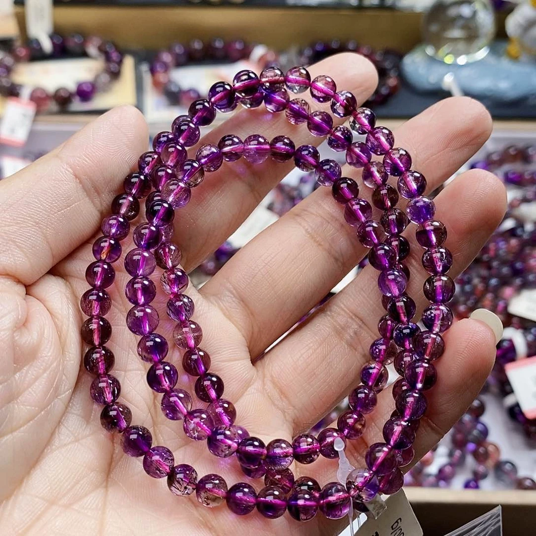 未镶嵌手链水晶6紫超七多圈H616