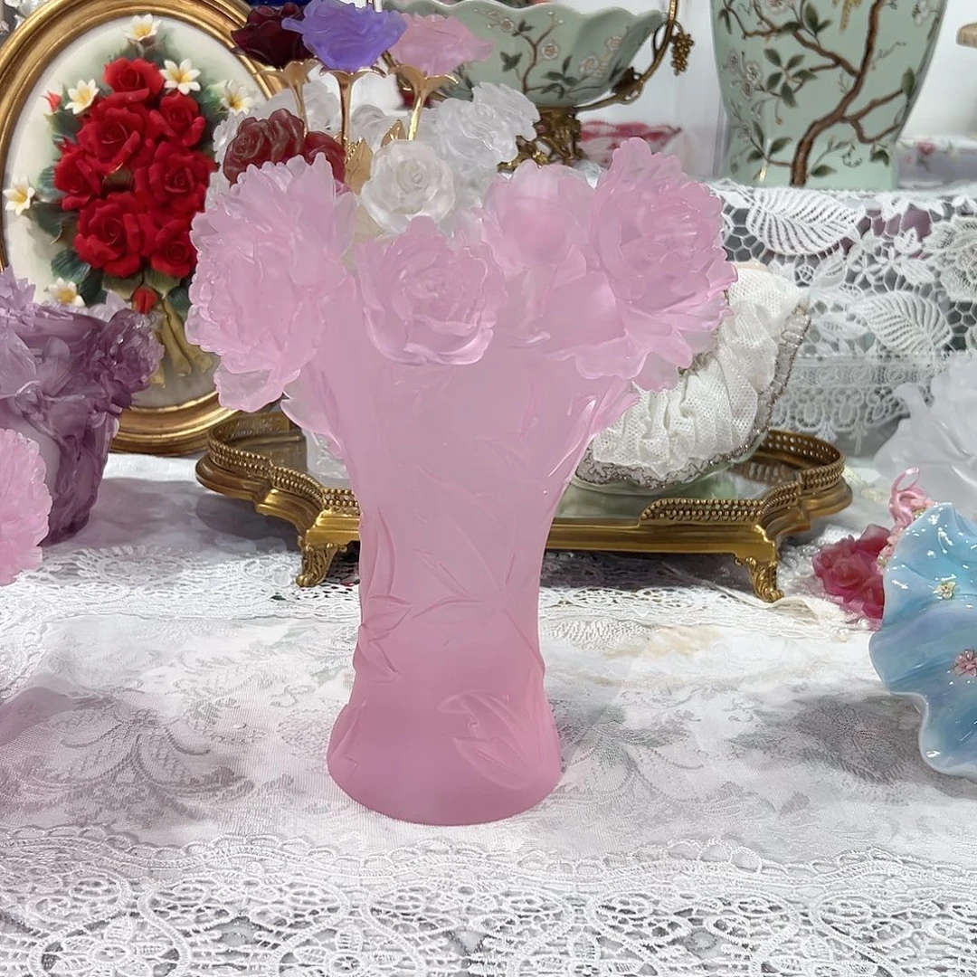 陶瓷脱蜡水晶牡丹花花瓶