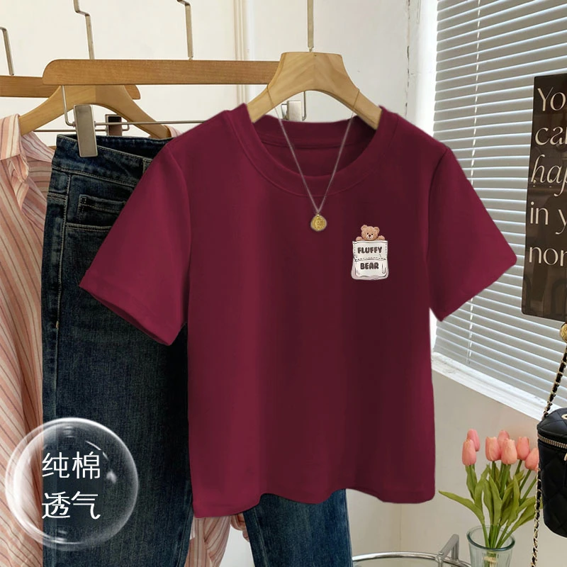 纯棉正肩宽松显瘦字母短袖t恤女夏季新款小个子设计感短款上衣潮