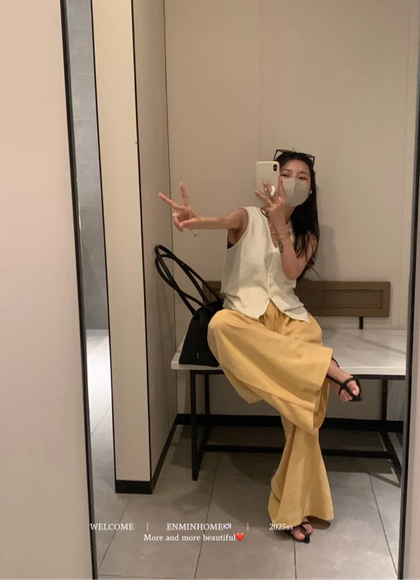 灰灰呀！9930 韩代老板娘实拍 复古设计感高腰百搭显瘦阔腿休闲裤