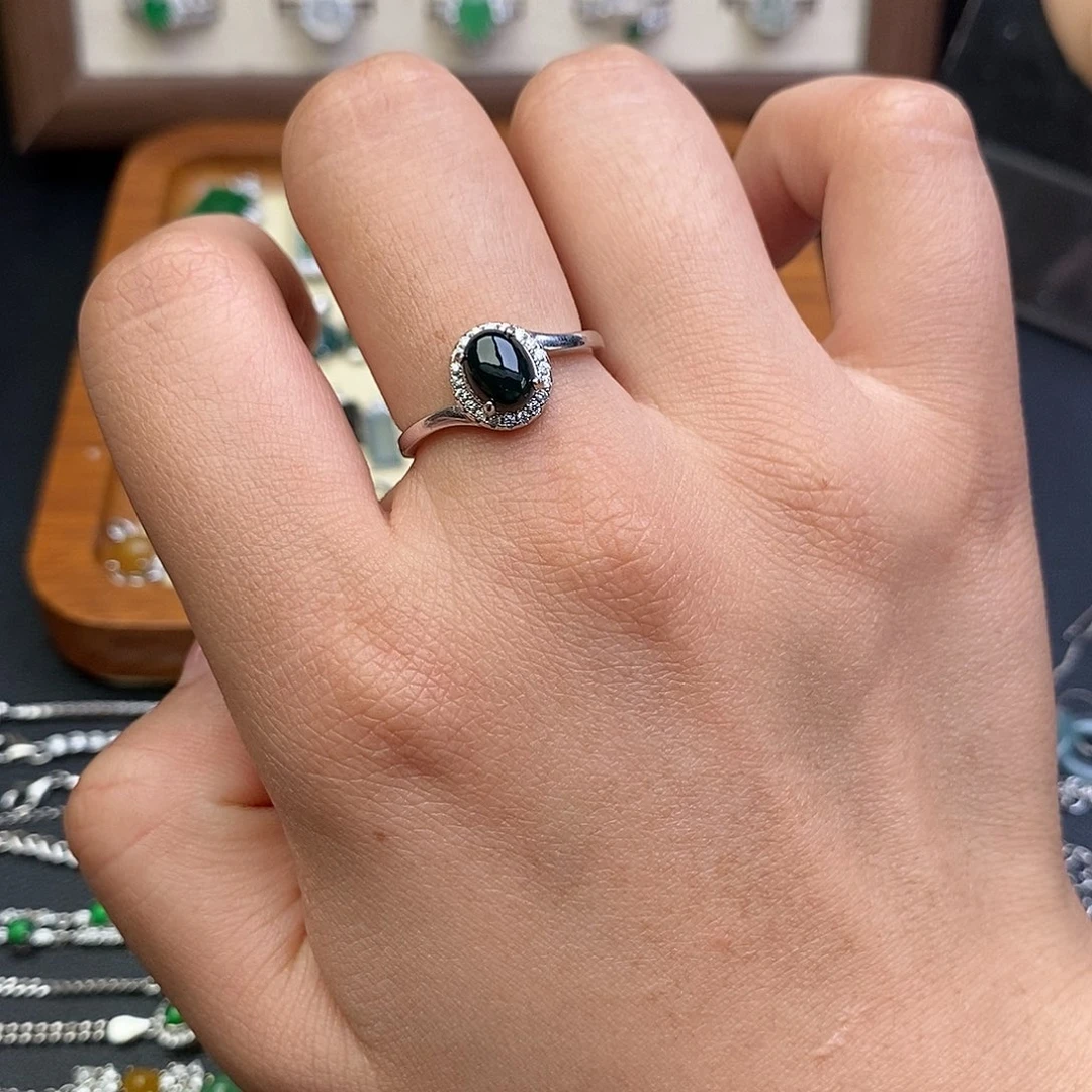 翡翠银S925镶嵌戒指