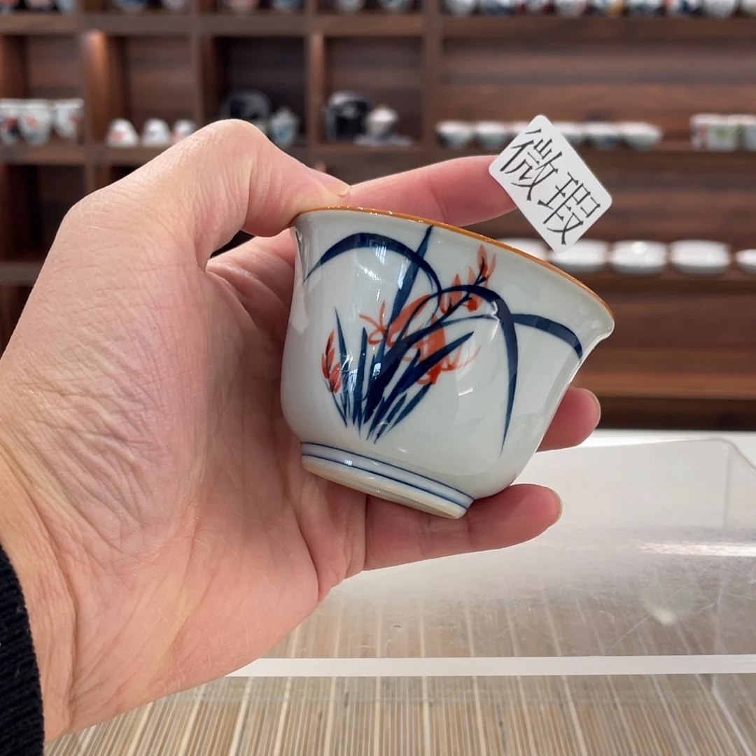 釉下手绘茶具微瑕