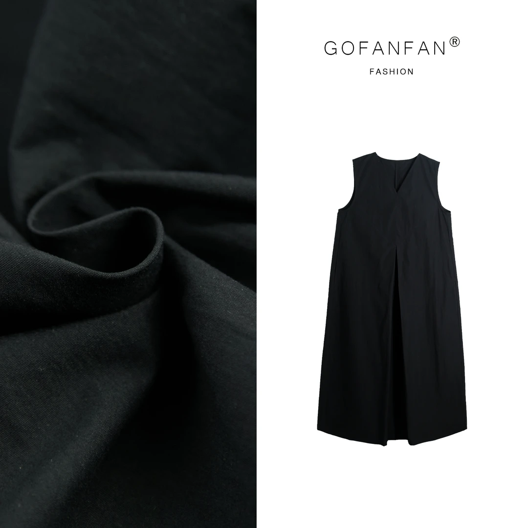 GFF STUFIO【律政佳人】时髦高级感V领无袖纯色连衣裙女