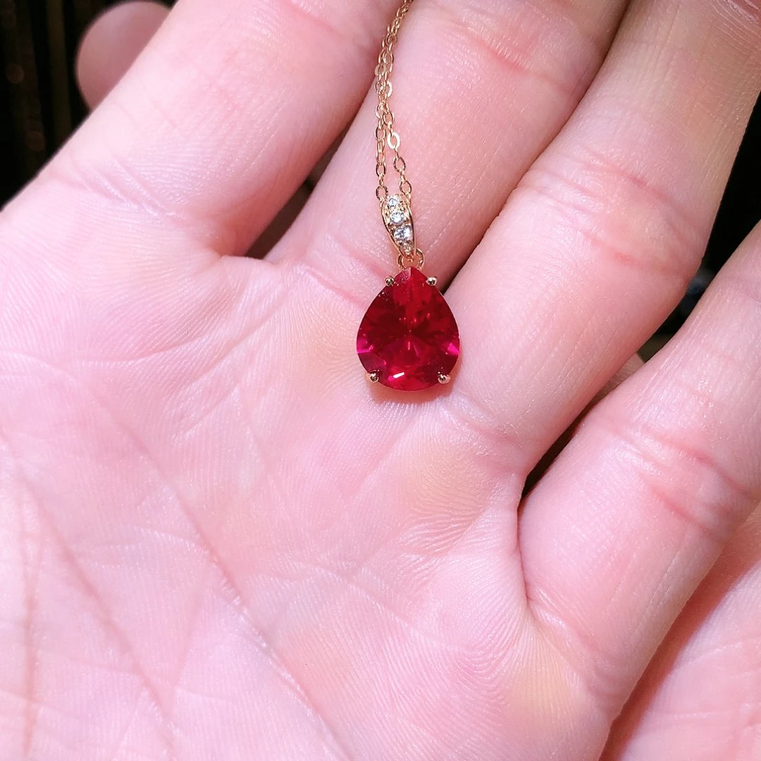 红宝石吊坠(赠链)银S925镶嵌