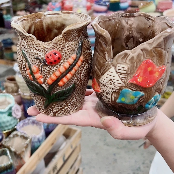 有孔.凑满10元发货多肉陶瓷花盆！