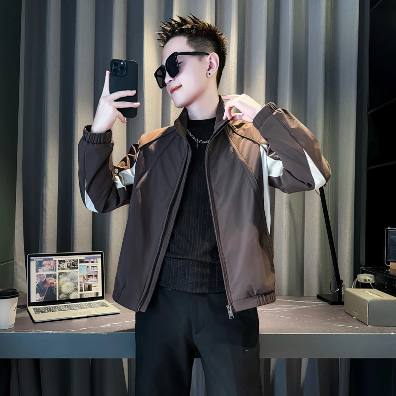 男士拼接设计感夹克外套秋季新款高级感潮流痞帅洋气男装夹克外套