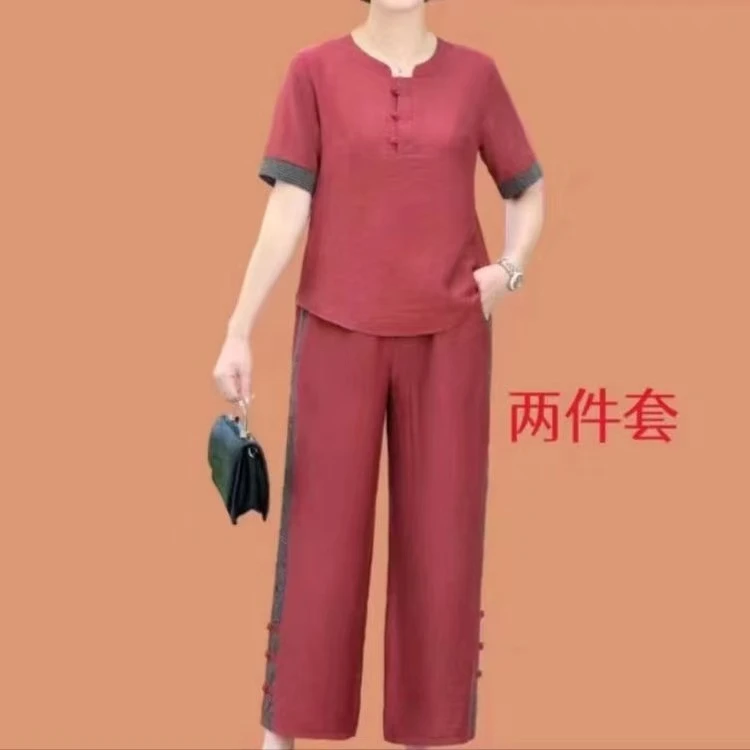 夏季新款时尚百搭显瘦大码洋气宽松遮肚两件套套装
