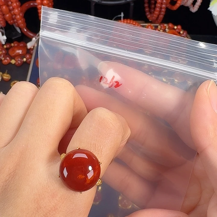 南红玛瑙银S925镶嵌戒指