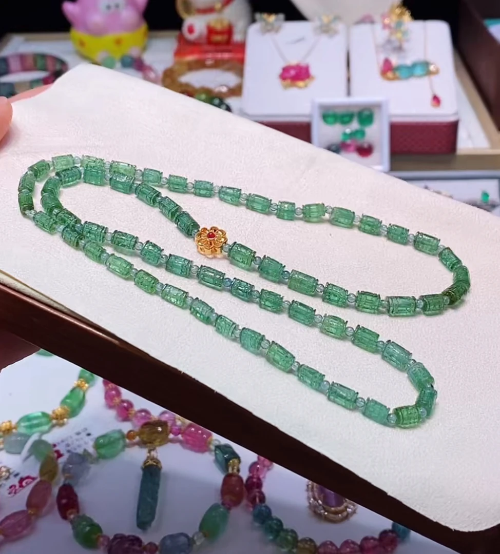 绿回纹三圈手链 4毫米