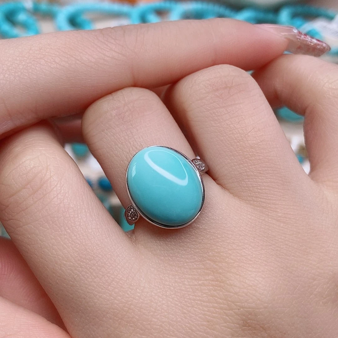 绿松石戒指银S925镶嵌