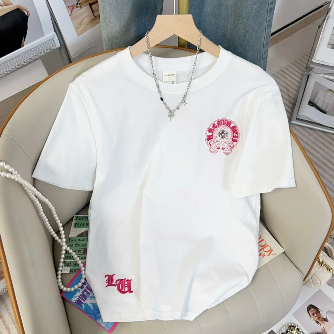 2025夏季新款韩版宽松显瘦百搭纯色短袖t恤女大码胖mm休闲上衣潮