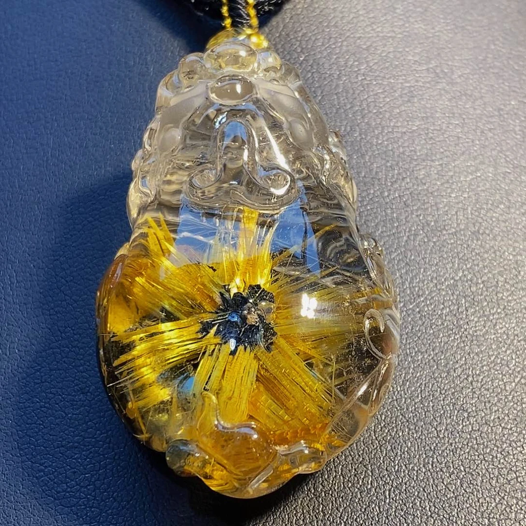 未镶嵌颈饰水晶天然高品钛晶花貔貅吊坠手把件