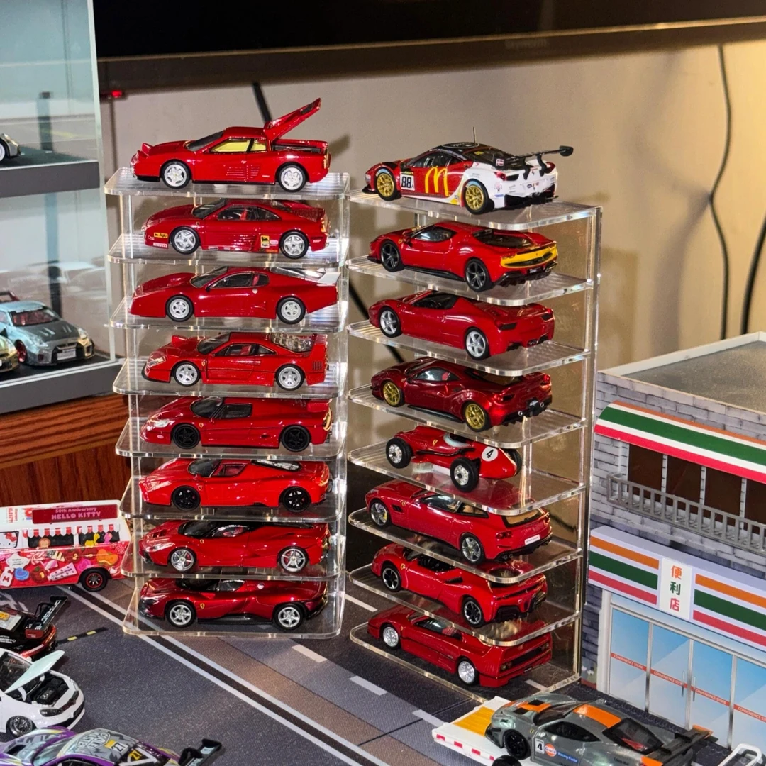 1:64合金模型小汽车收纳盒摆件儿童口袋车风火轮玩具车展示置物架