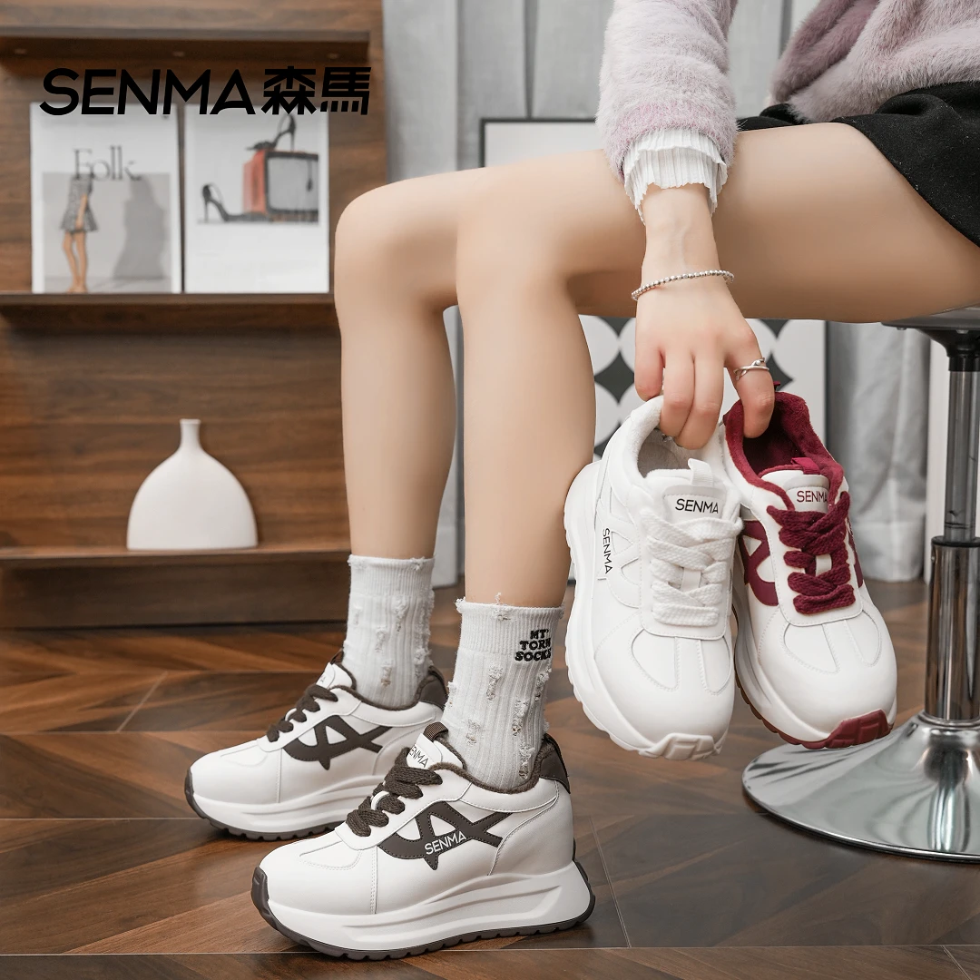 SENMA/森马2025春季新款厚底内增高阿甘鞋小个子时尚休闲鞋女