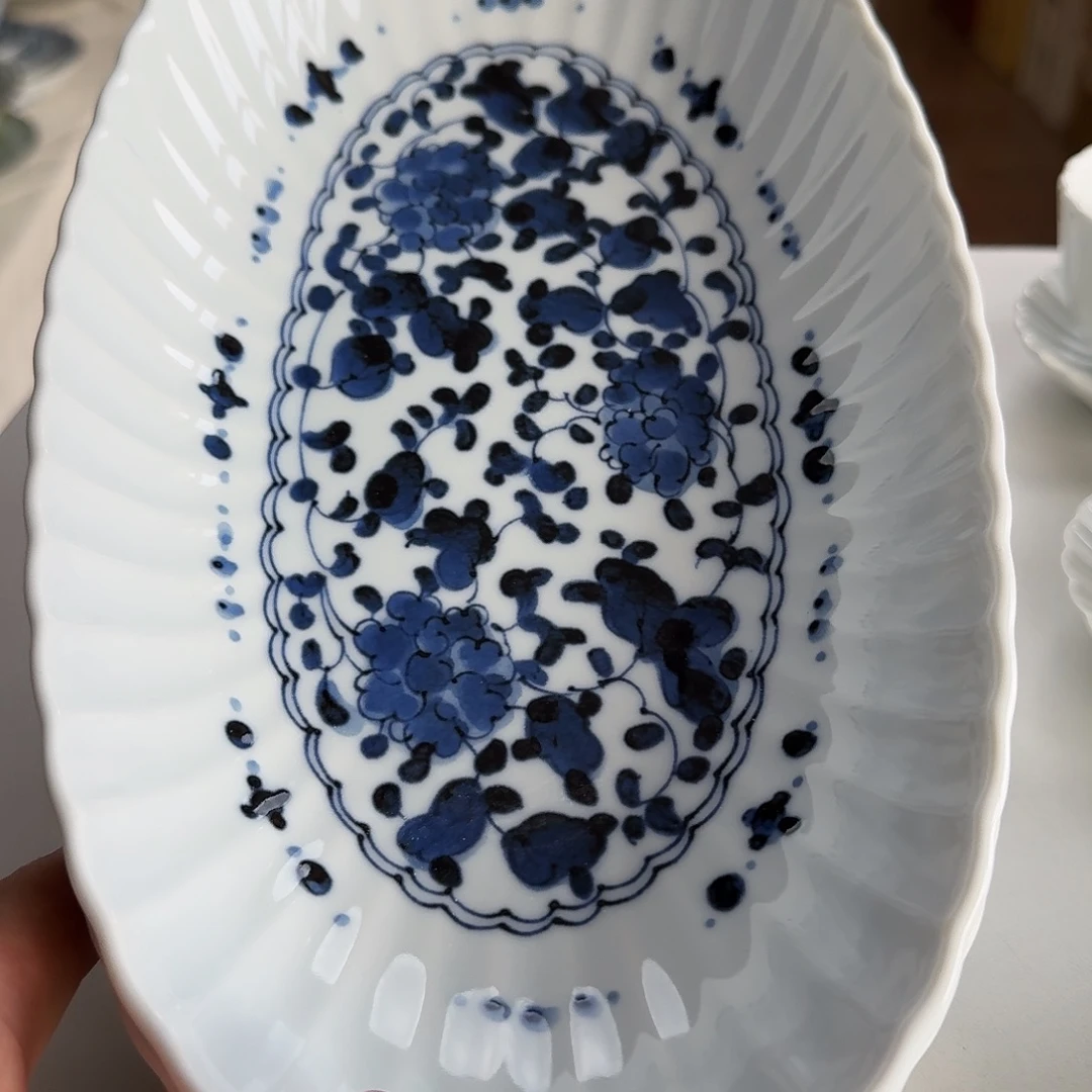 瓷片蓝凛堂30厘米唐草鱼盘