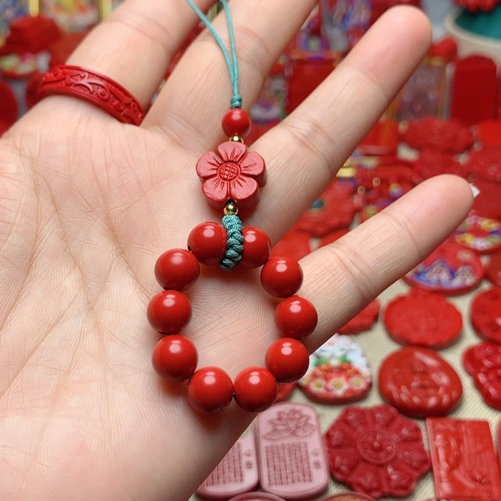 天然辰砂工艺品朱砂手机坠