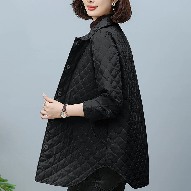 2025新款棉服外套女中长款秋冬中年妈妈秋装韩版大码宽松显瘦棉衣