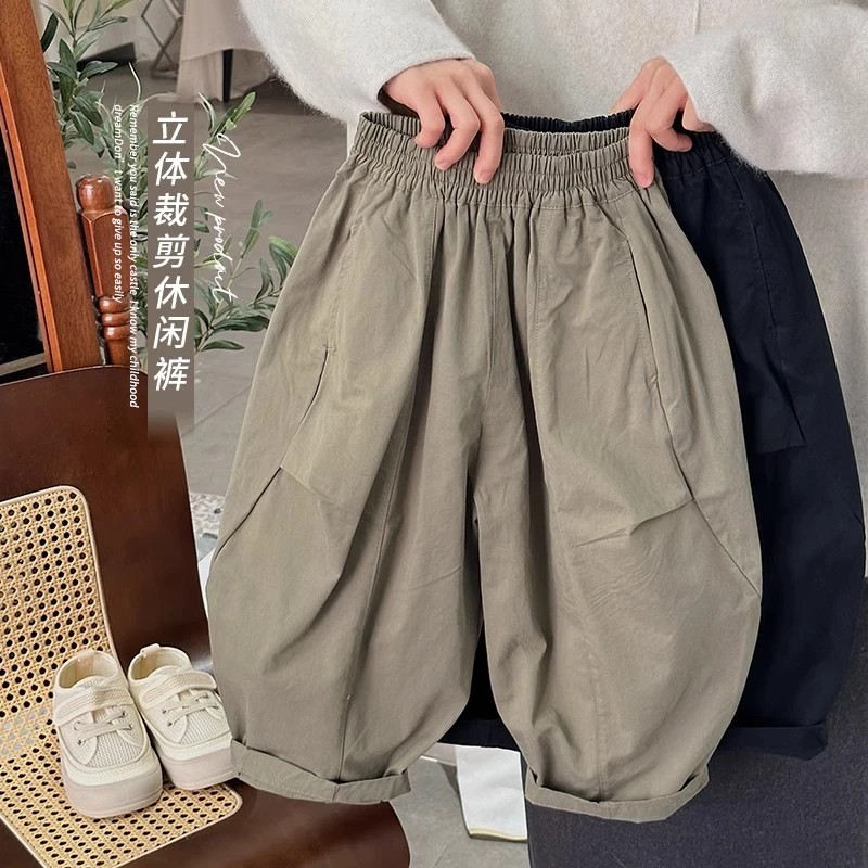 版型好穿老爹裤~儿童宽松哈伦裤大童男童百搭字母贴标休闲长裤秋