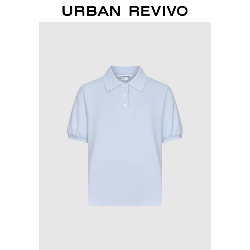 UR2025春季新款女装休闲简约纯色Polo领短袖T恤UIY450017